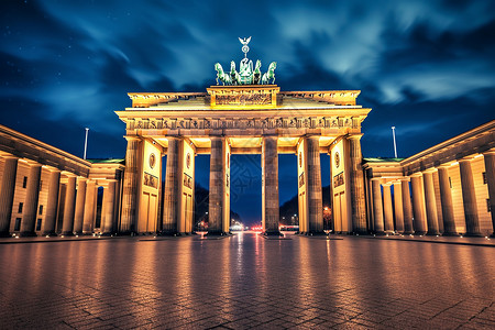 柏林城墙下的夜景高清图片