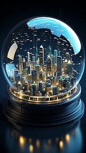 水晶球中的城市模型图片