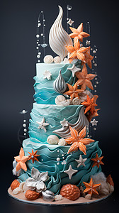 海洋之恋蛋糕多层海洋蛋糕背景