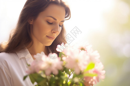 花香少女花香迷人的春天少女背景