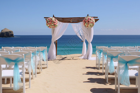 海岸上的婚礼仪式背景图片