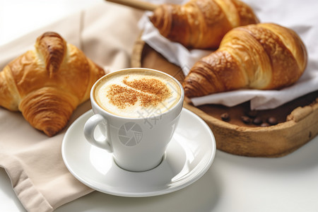 面包咖啡美食早晨的美妙烘焙背景