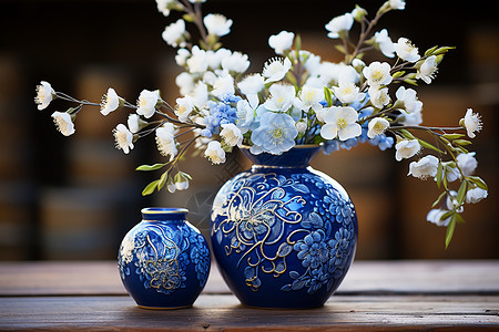 蓝色花瓶背景图片