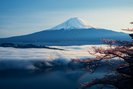 富士山的美景背景图片