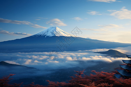 冬季的富士山背景图片