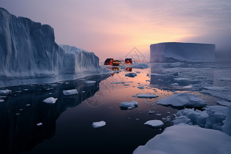冰川融化漂浮的冰块背景