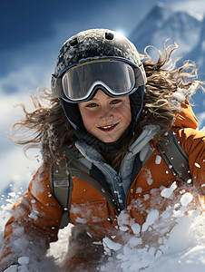 冰雪飞驰的勇敢少女图片