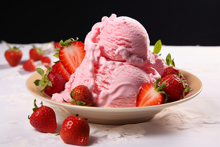 可口的草莓冰激凌图片