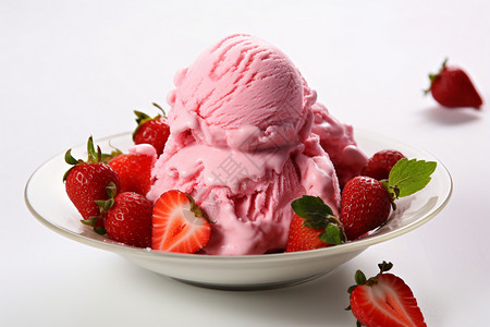 冰激凌上的草莓草莓冰淇淋的诱惑背景