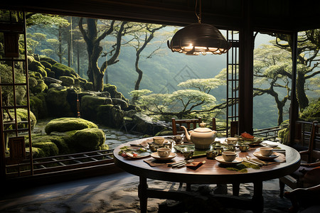 中式茶馆背景图片