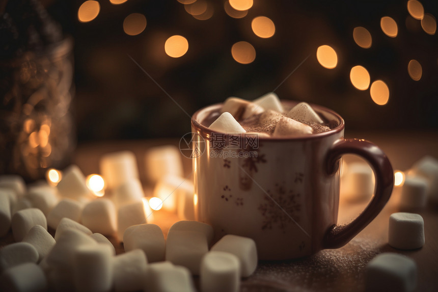 温馨冬日的热巧克力图片