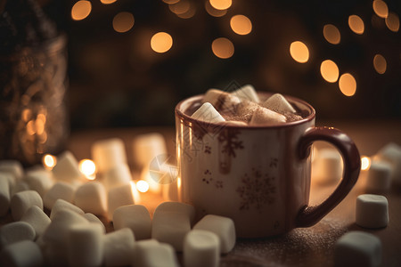 温馨冬日的热巧克力高清图片