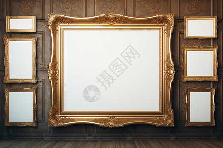金框镶嵌镜子背景图片