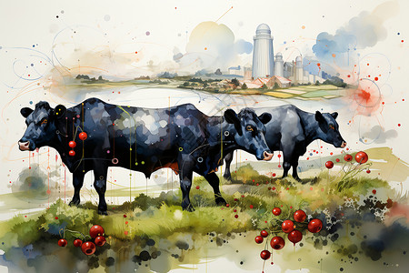 城市与农业背景图片