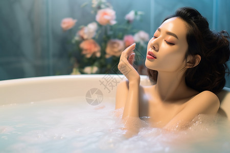 洗澡的女人背景图片