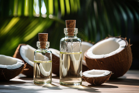椰子和椰子油背景图片