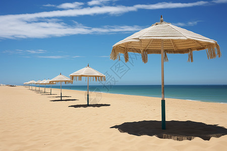 海滩边的遮阳伞图片