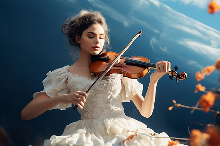 女孩拉小提琴背景图片