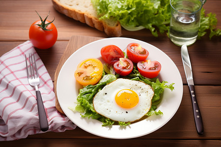刀和叉子美味的早餐煎蛋背景