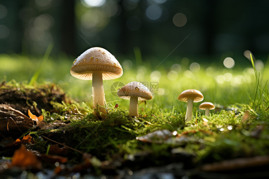 森林生长的蘑菇图片