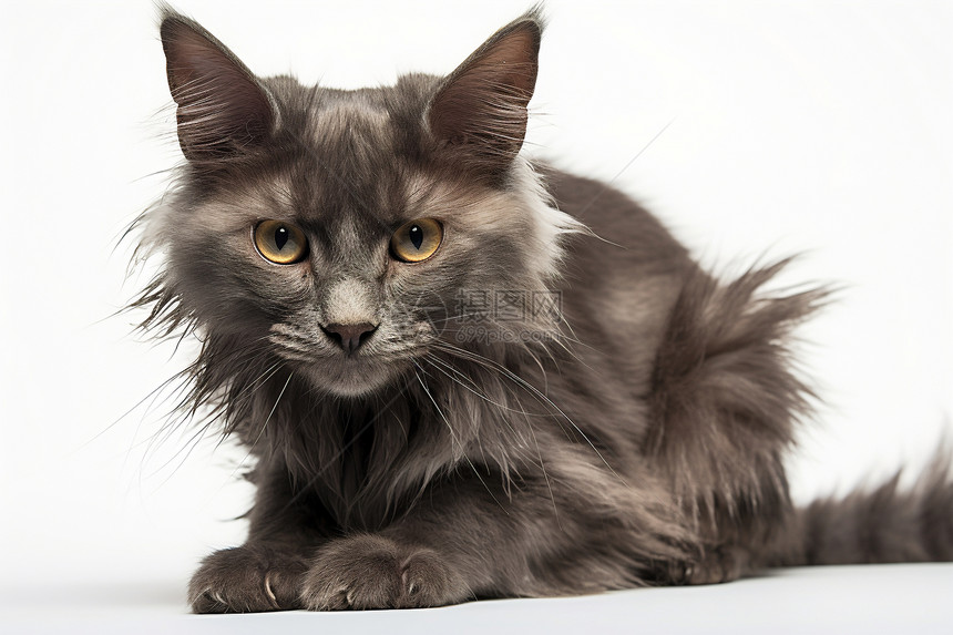 毛茸茸的灰色猫图片