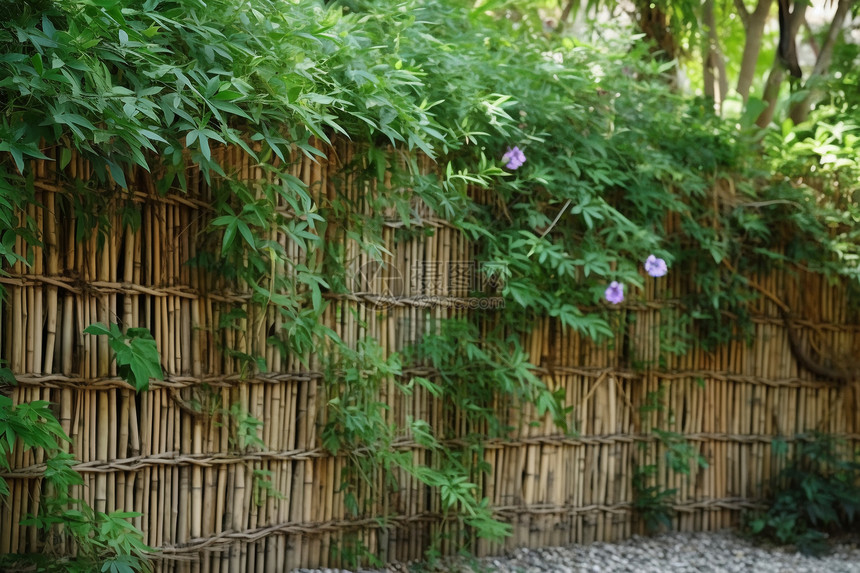 竹篱笆的花园图片