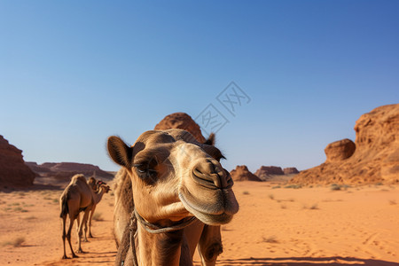 骆驼和天空背景图片