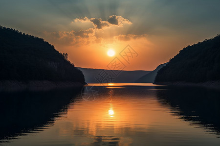 太阳从水平面升起背景图片