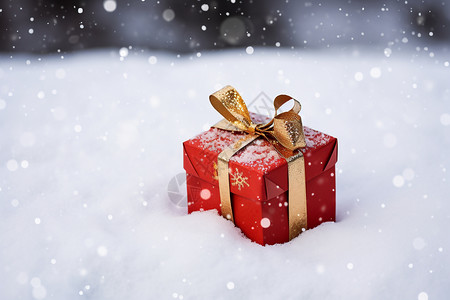 雪地里的圣诞礼盒背景图片