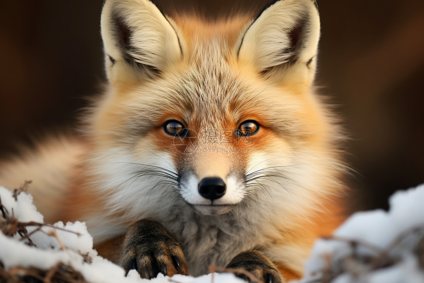雪地里的可爱狐狸图片