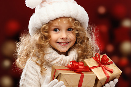 抱着礼物的女孩抱着礼品盒的可爱女孩背景