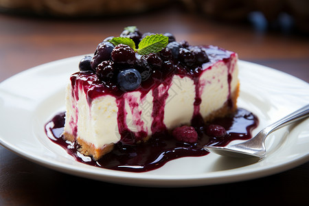 美味的蓝莓蛋糕图片