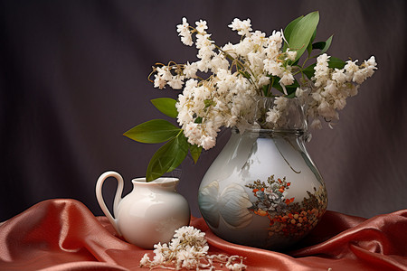 桌面上的花瓶和水壶背景图片