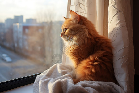 窗台上的猫咪背景图片
