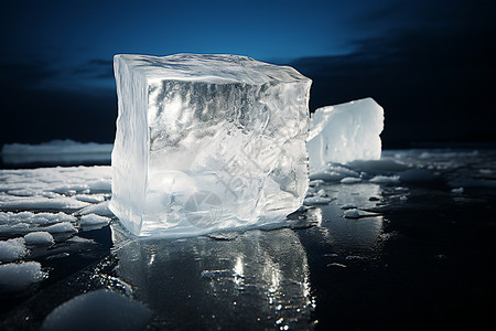 透明冰块全球变暖冰屑高清图片