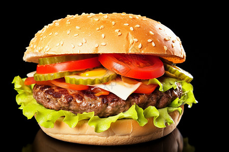 美味新鲜的汉堡背景图片