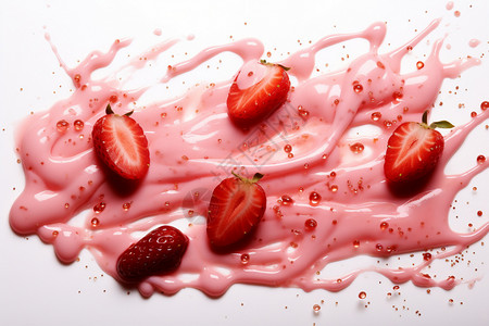 混合味冰棍草莓味的奶油背景