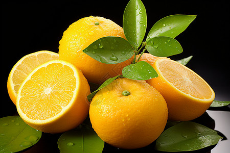 切开的新鲜橙子背景图片