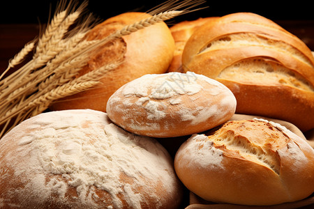 贝果面包新鲜的全麦面包背景