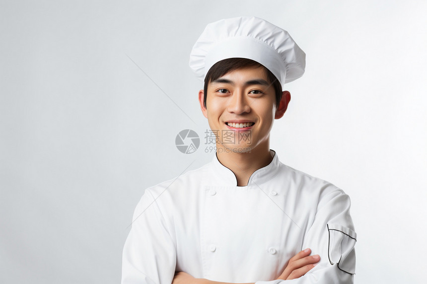 双手交叉的厨师图片