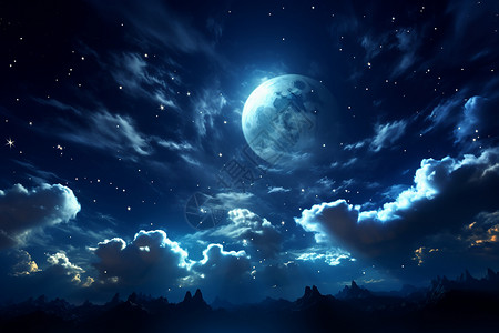 月光璀璨星空仙境图片
