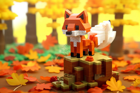 小狐狸在秋天森林里图片
