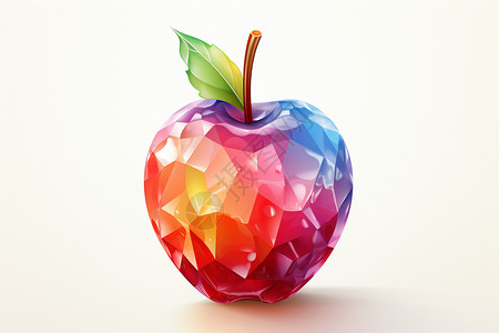 苹果通话界面彩色多边形苹果图标插画