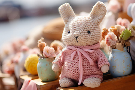 兔子娃娃手工艺品背景图片