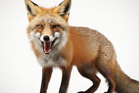 红狐狸仰头张嘴背景图片