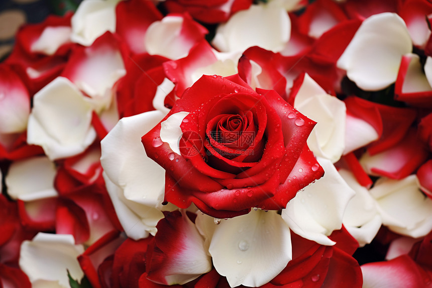 美丽的红白玫瑰图片