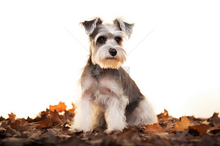 落叶堆里的小狗图片