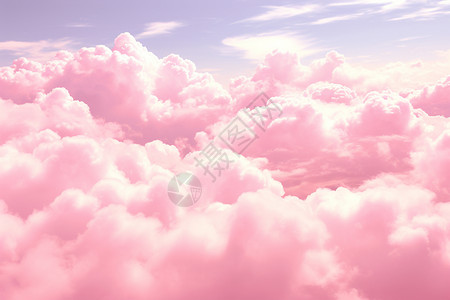 粉色的云朵漂浮在天空中插画