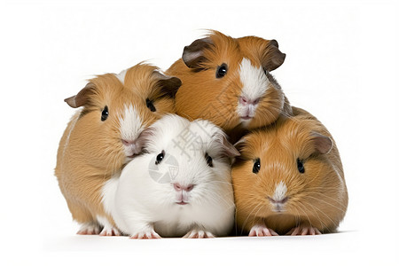 荷兰猪四只豚鼠坐在一起背景