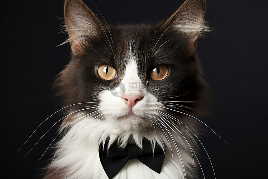 戴着领结的小猫图片